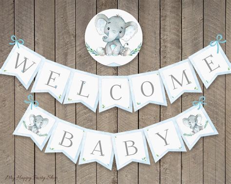 Elephant Baby Shower Banner PRINTABLE Welcome Baby Baby Boy | Etsy ...