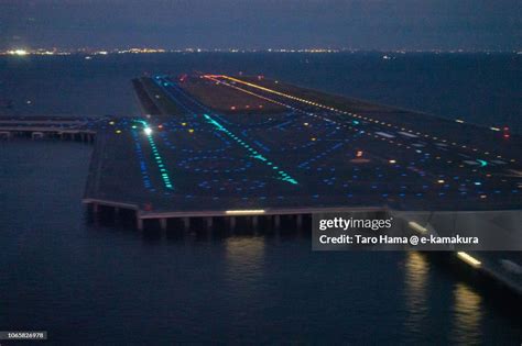 D Runaway Of Tokyo Haneda International Airport Night Aerial View From ...