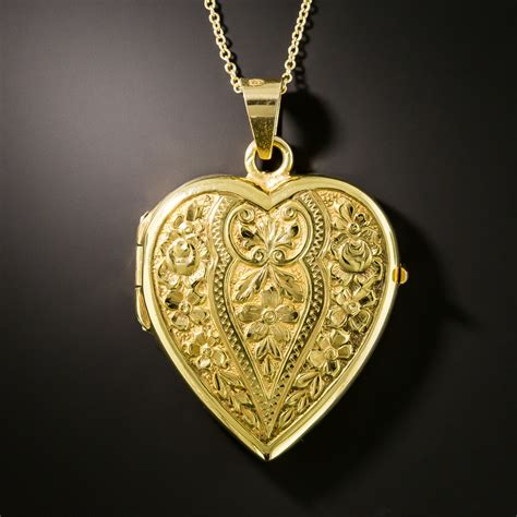 Victorian Engraved Heart-Shaped Locket Pendant - Antique & Vintage Jewelry