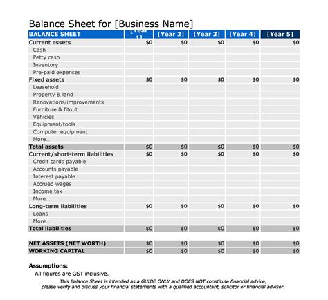 Balance Sheet Template | Free Word Templates