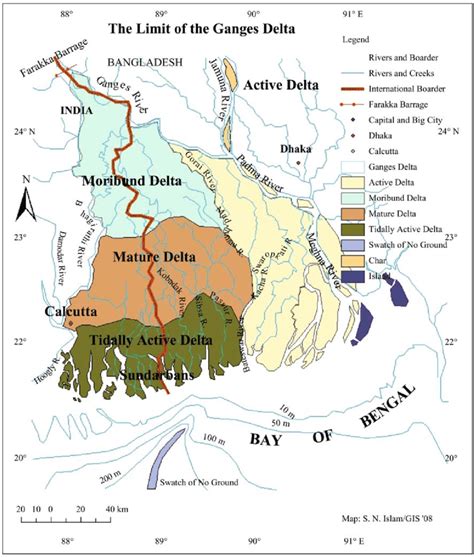 (a) The limit and the location of the Ganges-Brahmaputra delta ...