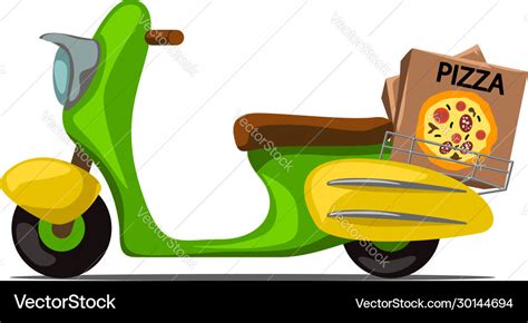 Picture scooter pizza Royalty Free Vector Image