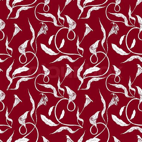 Vintage floral background, red fashion seamless pattern, damask ...