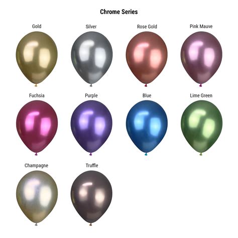 Chrome Helium Latex Balloons (12") in 10 Colours. Delivery today.