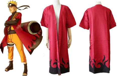 Naruto Uzumaki 6th Hokage Shippuuden Anime Cosplay Costume Cloak Robe ...