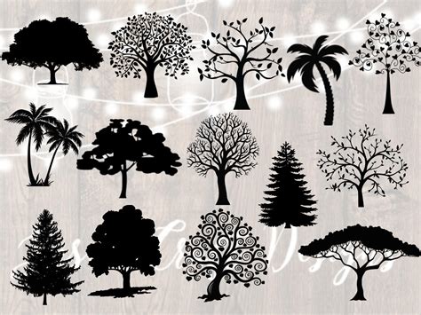 Tree silhouette svg bundle tree svg tree silhouette svg | Etsy