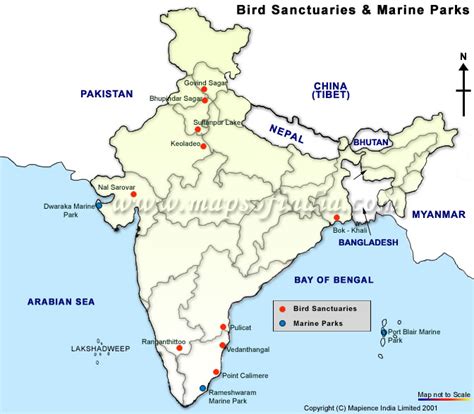 Bird Sanctuaries In India Map - Canyon South Rim Map