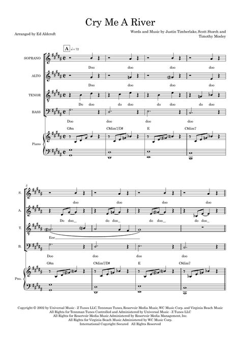 Cry Me A River (arr. Ed Aldcroft) - Full Score by Justin Timberlake ...