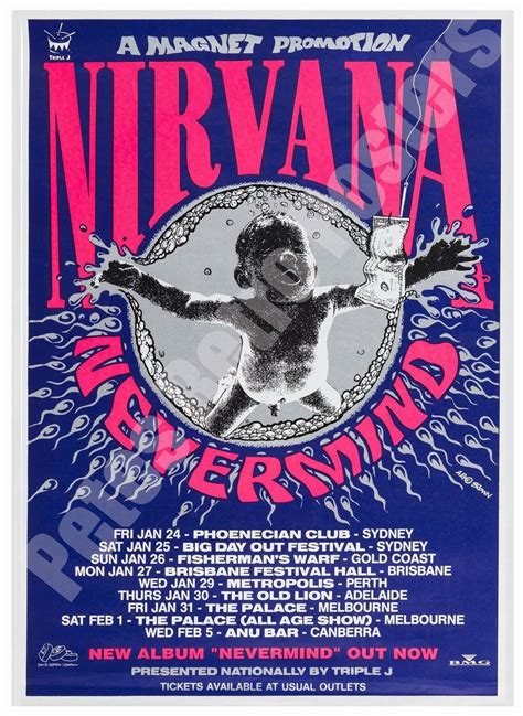 Nirvana Vintage Concert Poster "Nevermind" Australian Tour Poster,1992 ...