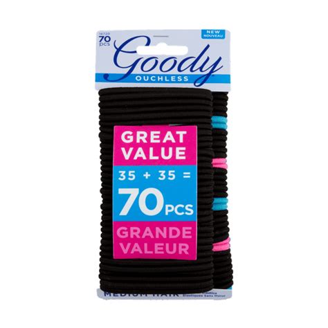 Goody - Goody Ouchless Black Hair Elastics, No Metal, Gentle Hair Ties ...