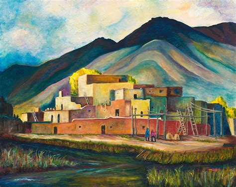 Taos Pueblo Painting by Sandra Warne - Fine Art America