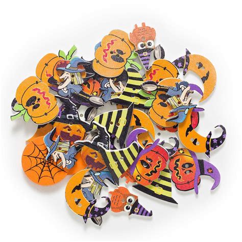 Halloween Buttons 10 Pieces Wood Buttons CC