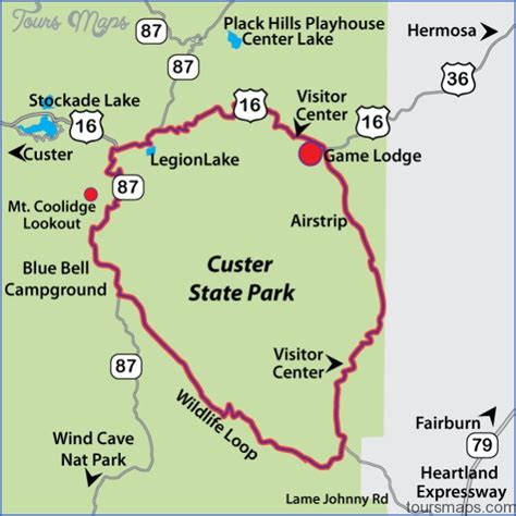 CUSTER STATE PARK MAP SOUTH DAKOTA - ToursMaps.com