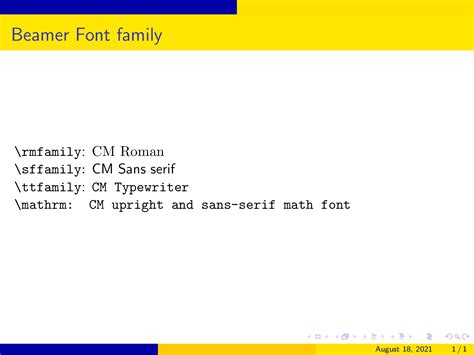 Beamer Font: Change its Size, Family and style - LaTeX Beamer