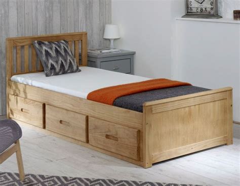 Mission Waxed Pine Wooden Storage Bed Frame - 3ft Single - Kids Beds UK