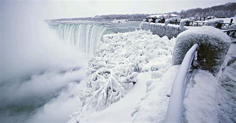 Niagara Falls frozen, covered in ice seen in stunning images