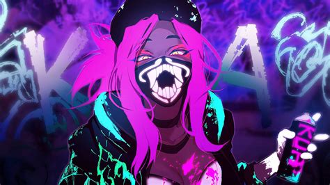 K/DA Akali Mask Neon LoL League of Legends 4K #26701 | Wallpaper de ...