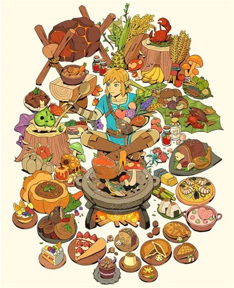 Legend of Zelda Breath of the Wild art > Link cooking food > botw ...