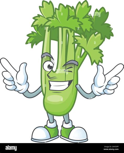 Funny celery plant cartoon character style with Wink eye Stock Vector ...