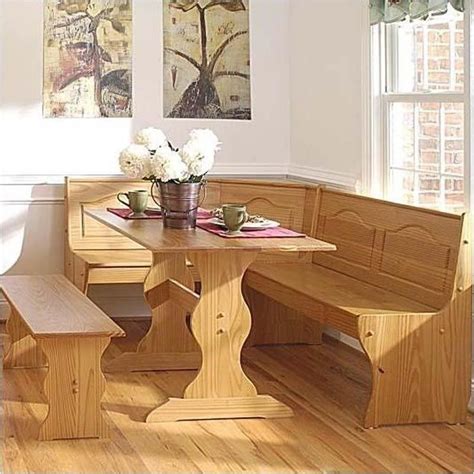 Pemberly Row Kitchen Dining Nook Corner Bench in Natural | Breakfast ...