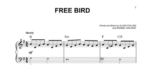 Free Bird (Easy Piano) - Print Sheet Music Now