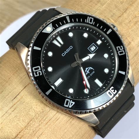 Casio Duro Marlin Men's MDV106-1AV 200M WR Black Dive Watch | eBay