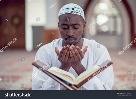 Black African Muslim Man Praying Mosque Stock Photo 1107246869 ...