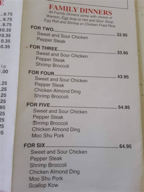 Menu at Canton Chinese Restaurant, Flint