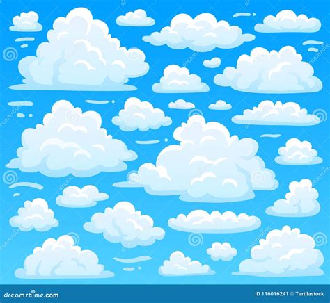 Cloud, Clouds Shape, White Clouds Cute Isolated On Blue Background ...