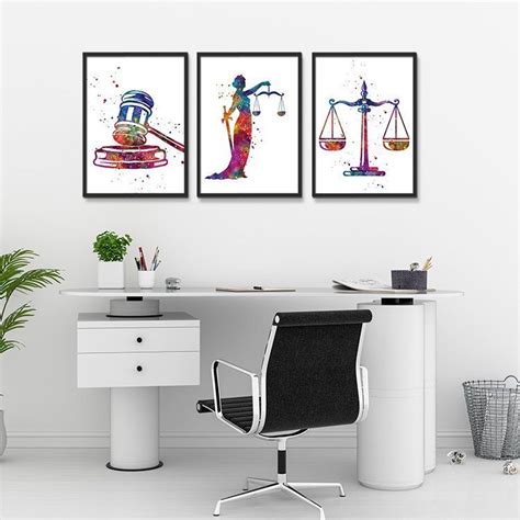 Lawyer Office Decor Law Student Gift Set of 3 Watercolor Art | Etsy ...