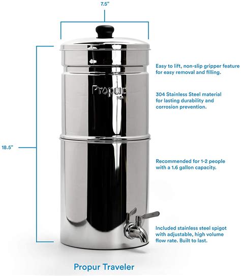 Propur Traveler Countertop Gravity Water Filter System | Pete Organics