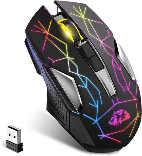 Amazon.com: Wireless Gaming Mouse Rechargeable with Silent Rainbow RGB ...