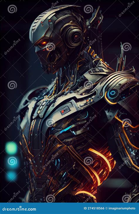 Futuristic Humanoid Robot. Sci Fi Concept Stock Illustration ...