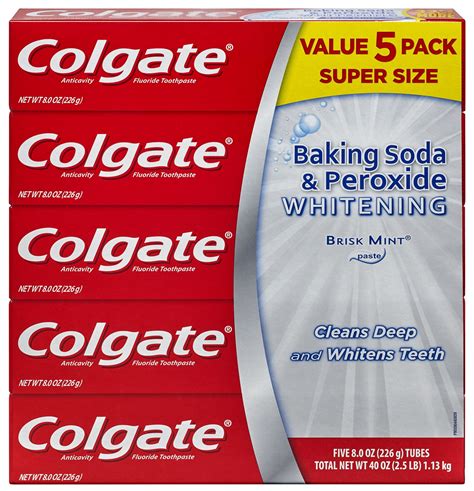 Colgate Whitening Toothpaste- Baking Soda/Peroxide, Stain Fighter, Deep ...