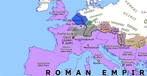 Julian’s Gallic Wars | Historical Atlas of Europe (24 June 356) | Omniatlas