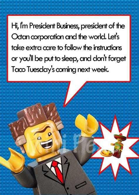 Lego Movie Printable: President Business / Taco by MiniPeas