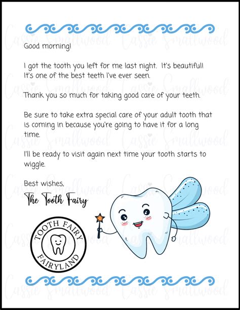 Tooth fairy letter template free printable - aurewa