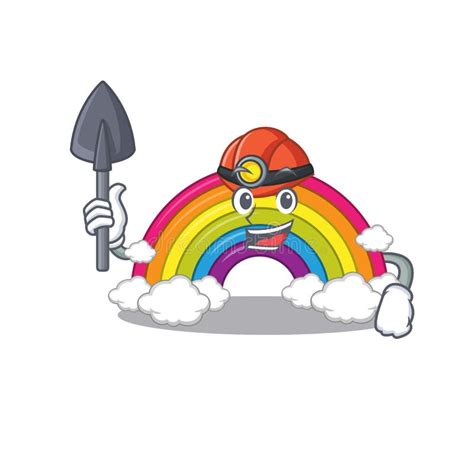 Rainbow Miner Cartoon Design Concept with Tool and Helmet Stock Vector ...