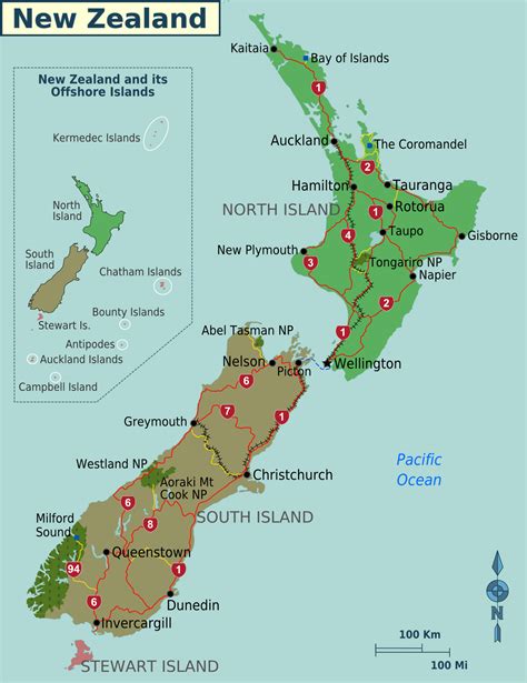 Map of New Zealand (Regions) : Worldofmaps.net - online Maps and Travel ...