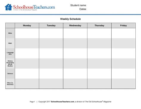 Custom Schedule Builder - SchoolhouseTeachers.com