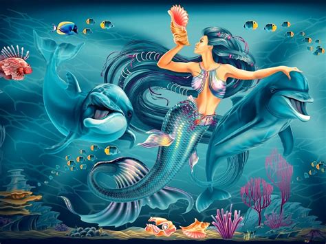 Mermaid in the underwater kingdom HD wallpaper download