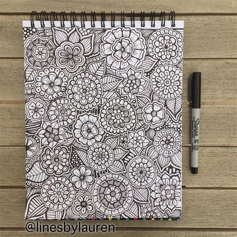 full page of flower doodles from my instagram page @linesbylauren # ...