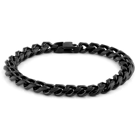 8mm Black Stainless Steel Curb Chain Bracelet | In stock! | Lucleon