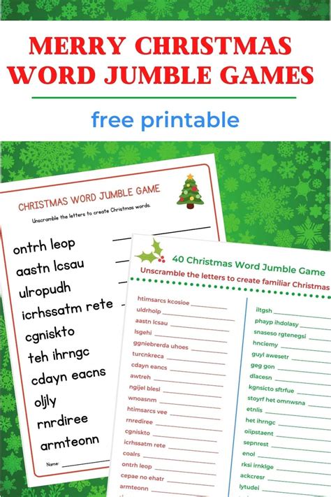 Christmas Word Games - Merry Christmas Word Scramble Game