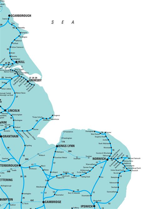 Rail map of East Anglia