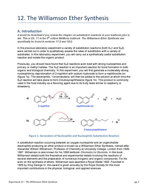 The Williamson Ether Synthesis Lab Report | Lab Reports Organic ...