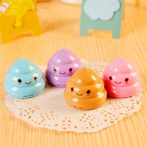 Cute Cartoon Poo Pencil Sharpener Funny Novelty Shit Pencil Sharpener ...