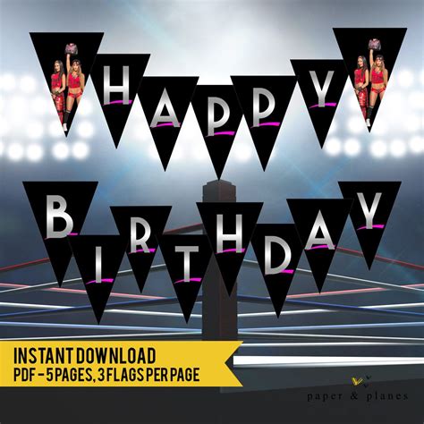 INSTANT DOWNLOAD WWE Divas Wrestling Happy Birthday Banner, Bella Twins ...