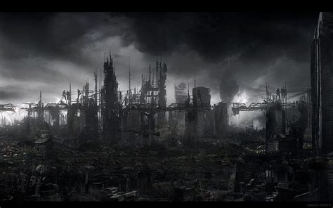 Destroyed City Background. Post apocalyptic city, Post apocalyptic ...