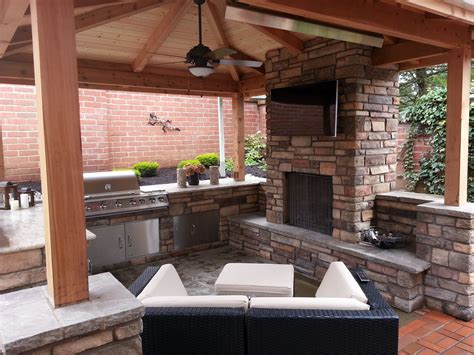 Outdoor Kitchen And Fireplace